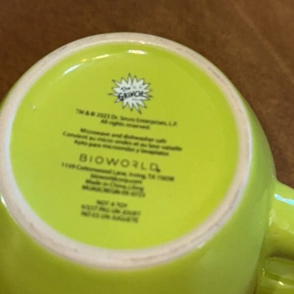 Dr. Seuss Grinch Face Ceramic Coffee Mug Nice Inside - Picture 3 of 5
